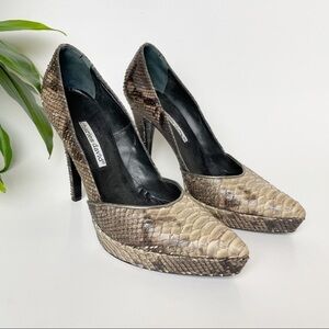 Charles David Vero Cuoio Snakeskin Leather Pointed Toe Pumps Size 7.5